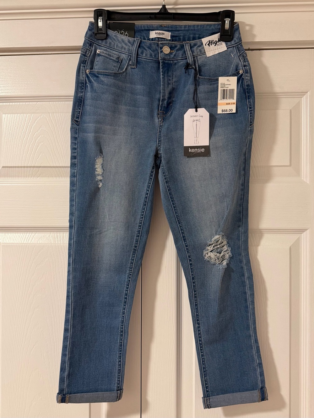 Kensie Medium Blue Distressed Ankle Skinny Jeans